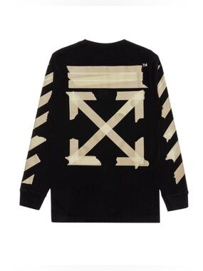 Off-White Virgil Abloh Black Long Sleeve Tape Arrow Tee